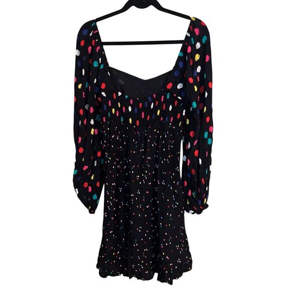Rixo for Target Polkadot Swing Dress SZ 8 Retro Puff Sleeve Sweetheart Neckline - Picture 2 of 11